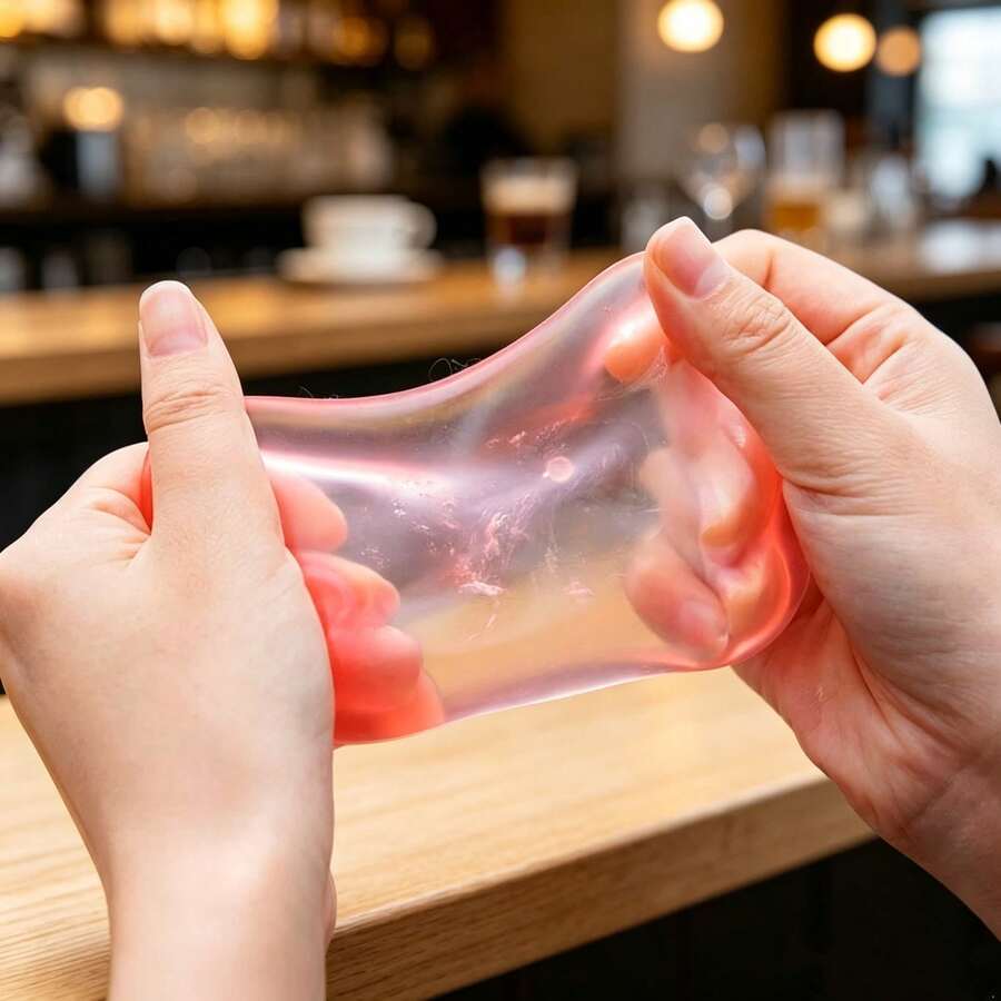 1pc New Coconut Oil Squishy, Blue & Pink Main Color Super Soft Transparent Stress Relief Toy, Cute Aesthetic Desktop Fidget Toy, Suitable For Girls, Hand Squeeze Sensory Toy, Anxiety Relief - Multicolor - View 1
