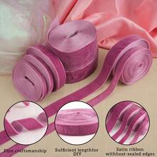 0.6cm/1cm/1.5cm/2cm/2.5cm Multi-Size Lotus Purple Short Flocked Flocked Ribbon, 5 Yards/Roll Single-Sided Matte Flocked, Non-Elastic, Suitable For DIY Handmade Crafts, Bow Hair Clips And Ribbon Decoration Making - Multiple Specifications - View 5