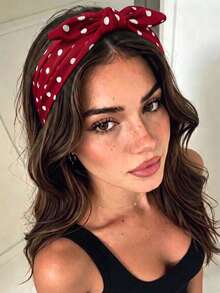 1/5pcs Women's Polka Dot Bow Headband, Vintage Knotted Elastic Twisted Hair Hoop, Cute Hair Accessory Suitable For Daily Wear, Party, Holiday, Autumn - Multicolor - View 11
