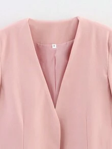 ACKCER Women's Fall & Winter V-Neck Blazer, Commute Versatile Loose Fit Jacket - Pink - View 7