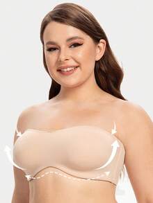 MELENECA Women's Strapless Minimizer Multiway For Large Bust Unlined Seemless Underwire Bandeau Bra - Beige - View 5