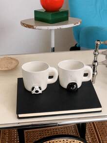 1pc 470ml "Puppy And Kitten" Ceramic Mug, "Rainy Day Black Cat" Coffee Cup - Cute Design, Ideal For Home Decor And Tableware, Perfect For Drinking Coffee And Latte In The Restaurant, Exquisite Gift, Also Suitable For Holiday Decoration - Multicolor - View 3