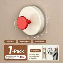 1pc Dopamine Suction Cup Hook, No-Drill Wall-Mounted Heavy Duty Hook, Tool-Free Installation, Vacuum Locking Grip, Ready To Use, Stable Load-Bearing, Bright Multi-Color Options, Home Decor Accent, Cute And Practical Home Essential - View 7