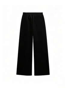 Men's High Street Vintage Distressed Black With White Thorn & Flame Pattern Drawstring Wide Leg Sweatpants - Black - View 4