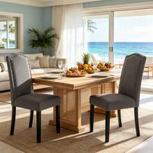 High Back Chiar, Modern Dining Chair, Living Room Chair, Dressing Table Chair, Office Chair, Kitchen Chair(Only 2PCS Chairs), 48.5 X 43 X 102 Cm - 深灰色 - 查看 4