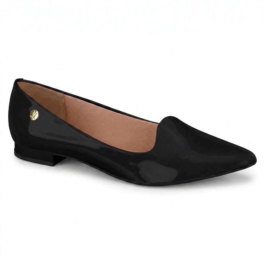 Women's Vizzano Flat Shoe With Low Block Heel, Pointed Toe, Comfortable And Original - 黑色清漆 - 查看 1