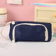 時尚學生鉛筆袋,耐用牛津布,雙拉鍊,多色可選,男女通用 - Triangle Twill Pencil Case - 查看 15