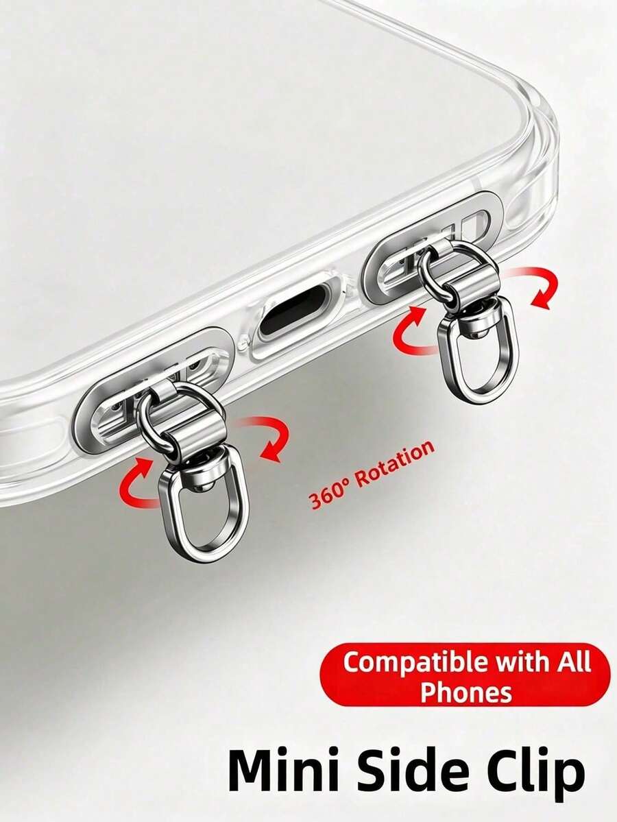 2/4/6pcs Compact Mini 360° Rotating Ultra-Thin Stainless Steel Phone Lanyard Patch, DIY Side-Hanging Single-Hole Metal Connector, Anti-Drop Phone Lanyard Decoration That Can Be Hung On Fingers, Creative Personalized Phone Lanyard Connector, Universal Phone Case Back Sticker Fixed Bracket Phone Accessory
