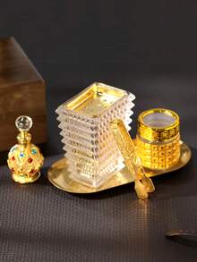 1件/套玻璃香爐，現代透明堆疊紋理Bakhoor香爐，金色邊緣，適用於家居裝飾、客廳、臥室、辦公室、酒店、房屋入口、桌面、瑜伽工作室和派對，營造優雅氛圍 - 多色 - 查看 8