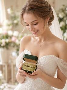 Customizable Personalized PU Leather Ring Box, Dual Slot Design, Soft Fabric Lining, Suitable For Wedding Proposal Anniversary, Couple Valentine's Day Anniversary Customized Gift - Multicolor - View 6