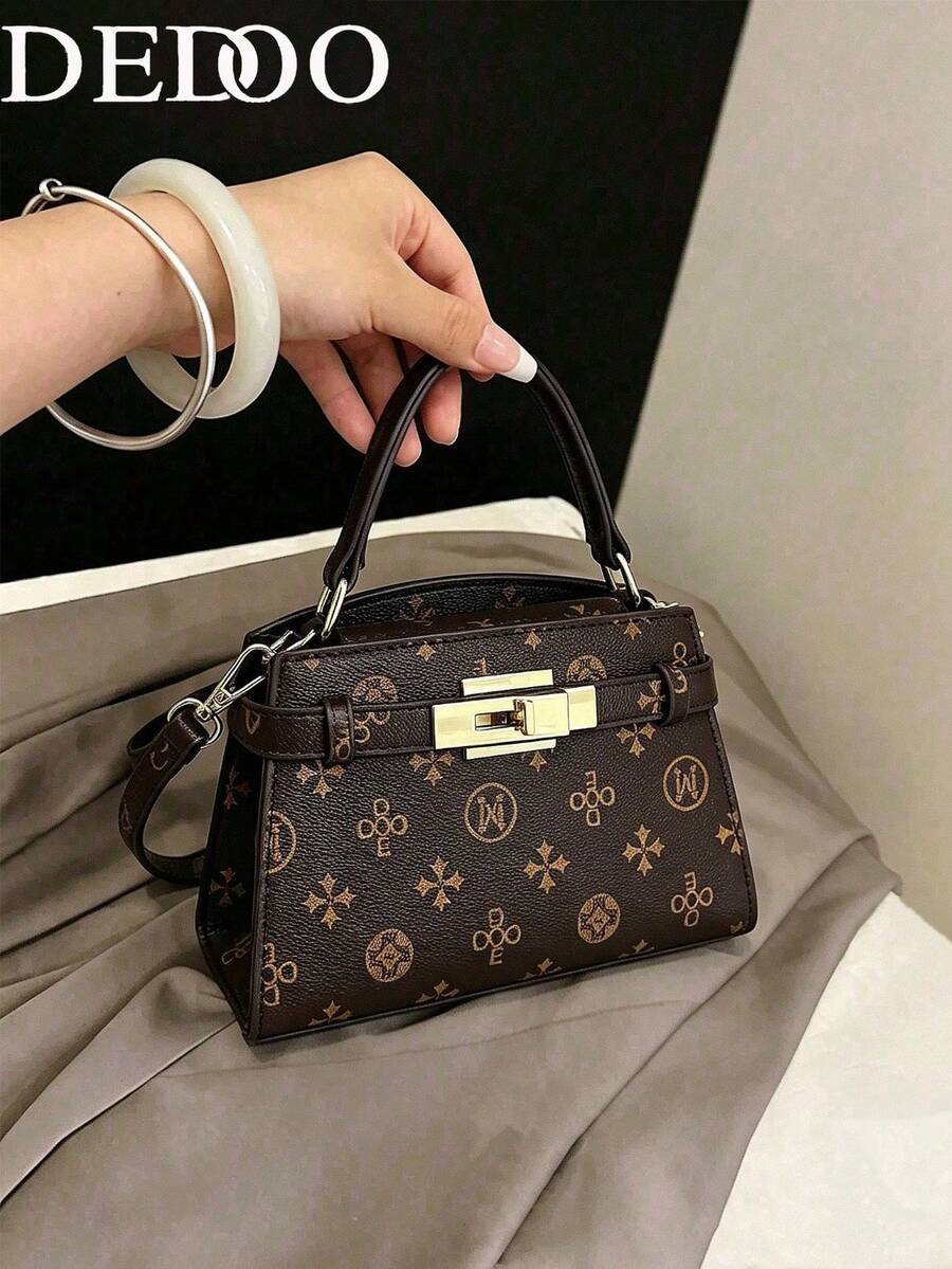 Dedoo High-End Litchi Grain Women's Handbag, Solid Color Strap Decoration, Multi-Functional Lightweight Crossbody Shoulder Bag, Suitable For Shopping And Dating