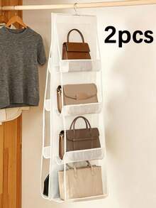 1/2pcs 6/8 Slot Multi-Layer Handbag Organizer With 8 Pockets - Foldable Oxford Cloth Hanging Storage Rack, Space-Saving Closet Organizer For Handbags, Wallets And Accessories, Durable Black And Gray Design, Perfect For Christmas, Halloween, Thanksgiving, Wallet Storage Organizer, Accessory Rack, Elegant Appearance, Sturdy Structure, Back To School - Multicolor - View 14