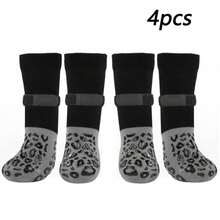4pcs/Pack Double-Sided Non-Slip Dog Socks, Prevent Licking And Biting Hardwood Floors, Strong Grip, Paw Protection, Anti-Scratch Dog Socks - Black - View 11