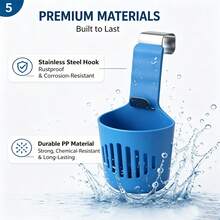Silicone Toilet Tank Cleaning Basket - Adjustable Hanging Toilet Cleaning Tablet Holder, Slow Release, Stainless Steel Hook, Easy Installation, Bathroom Accessory (Blue/Black/Grey) - Multicolor - View 7