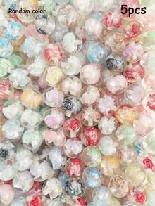 5pcs 16mm Glow-In-The-Dark Rose Resin Beads, Round Beads With Straight Holes, DIY Crafts, Jewelry Making, Phone Straps, Bracelets, Hair Accessories - Glow-in-the-dark Rose Beads - View 8