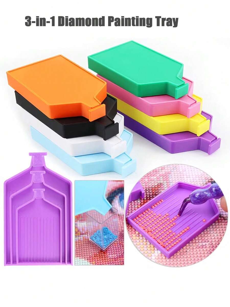 3-In-1 Colorful New Diamond Painting Tray With Lid, Storage Tray Design, DIY Handmade Accessories Bead Storage Set, The Best Gift Set For Diamond Painting Lovers - A - View 1