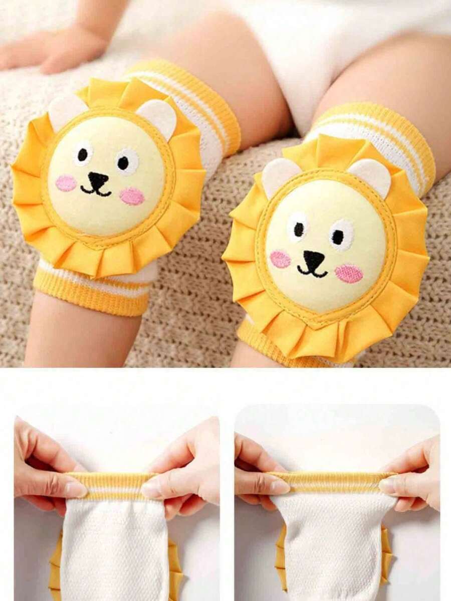 Infant Cartoon Animal Knee Pads, Breathable Mesh Crawling And Walking Protective Pads, Anti-Slip Anti-Shock Baby Leg Guards (Cute Pattern Design) - Multicolor - View 1