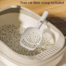 1pc Dinosaur Shaped Extra Large Semi-Enclosed Cat Litter Box, Anti-Splash Detachable Washable Pet Cat Toilet Litter Tray - one-size - View 5