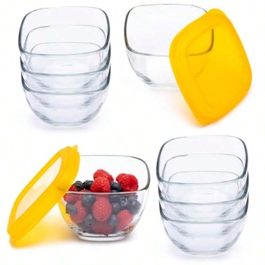 Serve It Glass Storage Bowls Set Of 16 Stackable 2 Cup Food Storage Containers With Sung Fit Lids, Glass Bowls Set For Snacks, Leftover Or Meal Prep - 2Cup 16pc Set - View 1