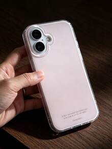 1pc Transparent Frame Phone Case Solid Light Pink Back With Inspirational English Slogan Print INS Simple Gentle Style Anti-Drop Full Wrap Phone Cover Women Daily Fashion Phone Accessories Gift Compatible With IPhone 11 12 13 14 15 16 17 Pro Max - Multicolor - View 2