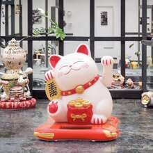 Maneki Neko Mewah Berkibar 2,5 Inci Bertenaga Surya, Mainan Kucing Keberuntungan Plastik untuk Dekorasi Mobil, Hadiah Liburan, Hadiah Ulang Tahun (Baterai Tidak Termasuk) - Satu-Ukuran - View 4