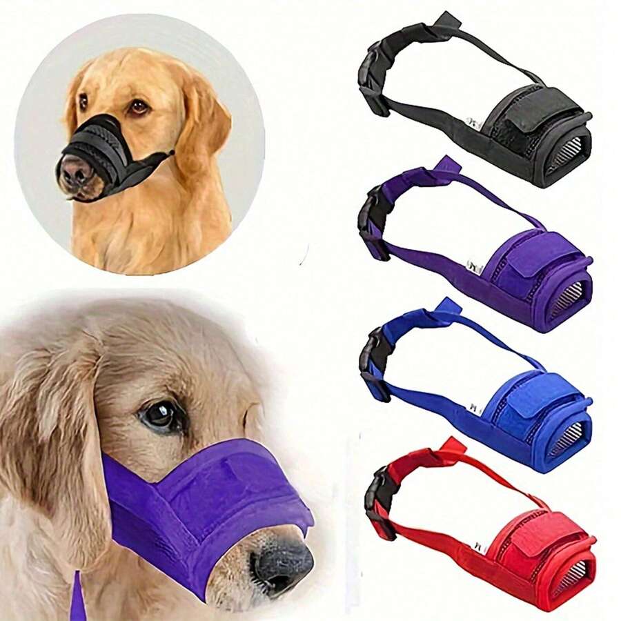 1 Pc Dog Muzzle, Soft Mesh Muzzles For Small Medium Large Dogs Chihuahua Poodle Husky Labrador Retriever, Breathable Dog Mouth Guard For Biting Chewing Grooming, Allow Panting Drinking