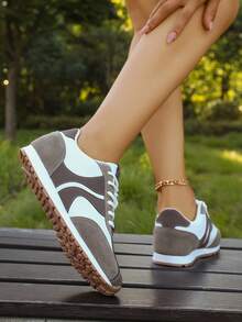 Women Casual Sneakers, Lace Up Walking Shoes - White - View 2