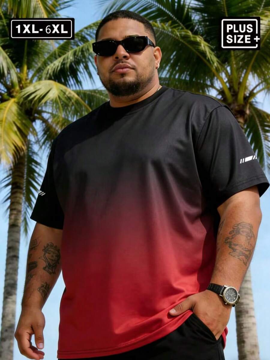 Men's Plus Size Casual T-Shirt, Suitable For Tall Plus Size Men, Breathable And Quick-Drying, Ideal For Outdoor Sports, Fitness, Spring/Summer