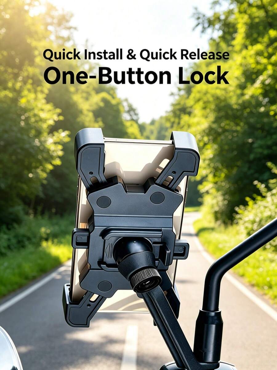 1PC Shockproof Anti-Slip Cycling Bicycle Accessory Smart Phone Holder For Electric Bike, Electric Scooter, Motorcycle, Handlebar/Rearview Mirror Dual Style, Anti-Theft Lightweight Sturdy Navigation Mount