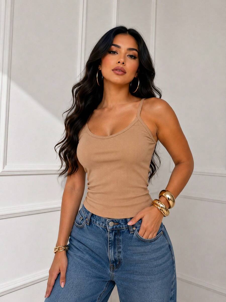 RIBBON STRAPS BLOUSE WITH PADS - Beis - Ver 1