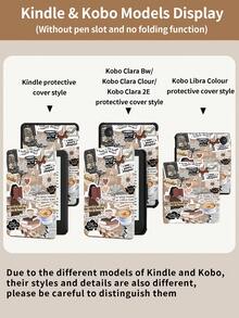 Kingsung Reading Healing 拼貼圖案 Y 型折疊壓克力平板保護殼，相容 Tablet/Mini6/7/9.7/10.2/10.5/10.9/12.9/Pro 11、第 10 代，支援多角度調節、6 種支架位置、內建筆槽、防摔保護、自動喚醒/睡眠，相容 Kindle Paperwhite 第 12 代 2024、Kindle 第 11 代 2022、Clara Colour - 彩色 - 查看 11