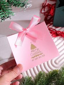 10/5/1pc Exquisite Christmas Gift Bags With Bow Ribbon, Christmas Tree Pattern, Mini Burgundy Christmas Tree Pattern Gift Box, Printed With "Merry Christmas", Suitable For Packaging Christmas, Wedding Favors, Party Gifts And Small Gifts - A - View 8
