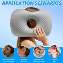 Ear Piercing Pillow - Protects Ears, Prevents Pressure On Ears, Hollow Design For Side Sleeping, Ear Piercing Support, Ear Pillow - Grey - View 5