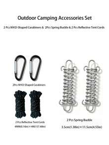 1 Set Outdoor Camping Tent Accessories Kit, Includes Windproof Ropes, D-Shaped Buckles And Spring Windproof Rope Clips - Multicolor - View 15