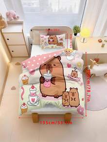 2/3pcs Capybara Pattern Bedding Set, Single/Double/Queen/King Size Duvet Cover With Pillowcases, All Season, Suitable For Children, Teenagers, Boys And Girls Bedroom (Filling Not Included), 100% Polyester - Multicolor - View 17
