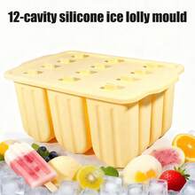 12-Cavity Silicone Popsicle Mold With Lid, Ice Cream Popsicle Maker, Easy Release Reusable Freezer Ice Tray, Homemade Fruit Yogurt Popsicle Mold, Kitchen Freezer Dessert Making Tool - Multicolor - View 6
