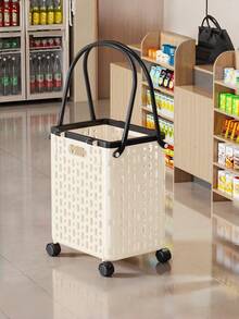 1pc Folding Shopping Cart With Rotating Wheels, Stair Climbing, Multi-Functional Portable Trolley, Suitable For Stores, Grocery Stores, Offices, Laundry Rooms, Shopping, Teachers, Camping And More - A - View 5