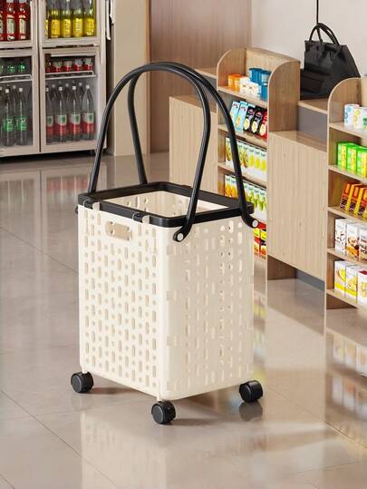 1pc Folding Shopping Cart With Rotating Wheels, Stair Climbing, Multi-Functional Portable Trolley, Suitable For Stores, Grocery Stores, Offices, Laundry Rooms, Shopping, Teachers, Camping And More