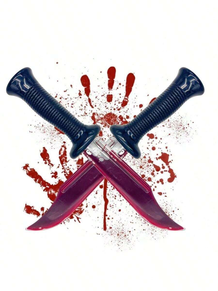 1pc Halloween Decoration Toy Realistic With Blood Horror Cleaver Zombie Makeup Prop - Multicolor - View 1