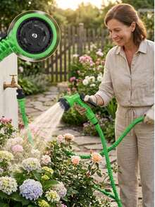 1 Set Expandable Garden Hose With Multi-Function Spray Nozzle, Lightweight Flexible Kink-Free Hose Kit, Suitable For Yard Lawn Care, High-Pressure Outdoor Watering Irrigation, Car Washing, Patio Cleaning, Pet Bathing - A - View 10