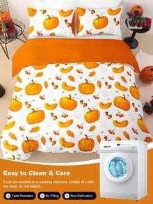 2/3pcs Halloween Thanksgiving Pumpkin Ghost Duvet Cover Set, Soft Breathable Anti-Pilling All-Season Bedding, No Insert, Wrinkle Resistant, Machine Washable, For Single Double Queen King Beds, Multiple Colors, Autumn Bedroom Decor, Holiday Gift - Multicolor - View 10