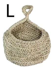 Handwoven Boho Style Wall Hanging Basket, Made Of High-Quality Linen Material, Hand-Hooked Texture, With Hanging Loop, Breathable And Durable, Suitable For Storing Fruits, Vegetables, Garlic And Onions, Great For Kitchen And Home Wall Decor - View 9