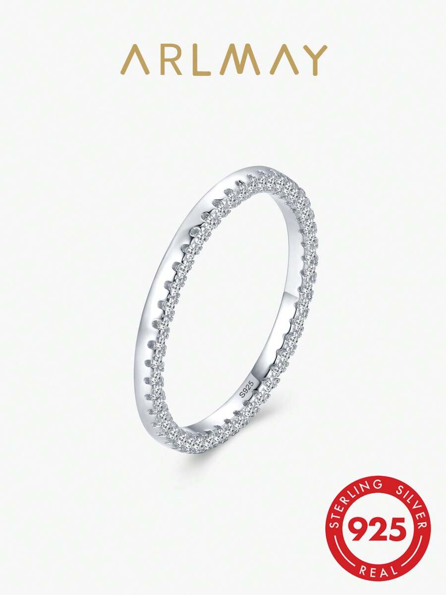 1pc Personalized Side Zirconia Design Rings 925 Sterling Silver Stackable Finger Ring For Women Fine Jewelry