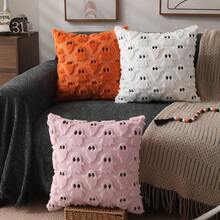1 Stück Halloween Kissenbezug 18x18 Zoll Rosa Geist Halloween Dekoration | Halloween Dekoration Plüsch Kunstfell Wolle Kissenbezug geeignet für Stuhl Sofa Schlafzimmer Wohnzimmer Heimdekoration - Verschiedenfarbig - Übersicht 5