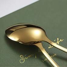 Golden Stainless Steel Spoon Set, Dessert Spoon, Coffee Spoon, Tea Spoon, Dishwasher Washable, Suitable For Home, Restaurant, Hotel, Party And Other Occasions - View 4