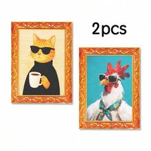 2pcs Wooden Photo Frame Refrigerator Magnets - Elegant Lady Pattern Fridge Decor, Home Decoration! - one-size - View 19