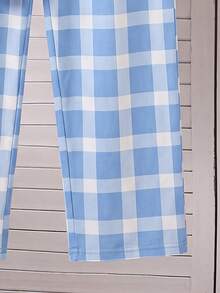 Autumn/Winter Boy's Blue Bear Pattern Round Neck Long Sleeve+Checkered Pants Sleepwear 2 Pieces Set,Youth Leisure/Entertainment Home Clothes,Soft Fabric - Blue - View 10