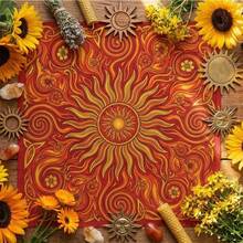 1pc Vintage Celtic Sun Knotwork Altar Cloth Tapestry, Red & Golden Floral Spiral Print Tarot Cloth, Divination Oracle Card Reading Mat, Spiritual Witchcraft Home Decor - Multicolor - View 5