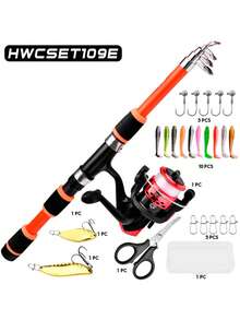 Telescopic Carbon Fiber Fishing Rod And Spinning Reel Set, Complete Portable Lightweight Fishing Tackle Kit With Fishing Line, Hooks And Bait, Suitable For Beginners Freshwater And Saltwater Outdoor Fishing - Multicolor - View 19