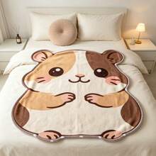 1pc Cute Cartoon Hamster Pattern Flannel Shaped Blanket, Soft Warm Comfortable, Suitable For Indoor And Outdoor Use, All Season, Comfortable Sofa Blanket Brings Ultimate Comfort, Best Gift For Elders And Parents. - Multicolor - View 7